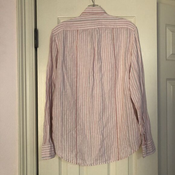 J. CREW Women’s Small Striped Classic Fit Shirt Blouse Irish linen Preppy - Picture 7 of 7